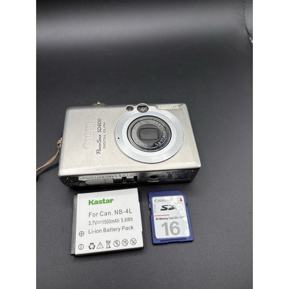 Canon PowerShot SD600 6.0MP Digital ELPH Gray Camera w/ Memory Card Bundle Works